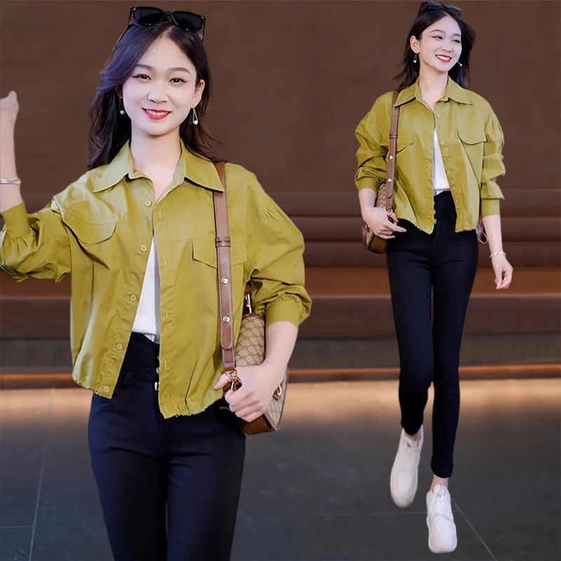 轻奢衬衫高级感外套女时尚宽松长袖上衣设计感洋气小衫短款衬衣女