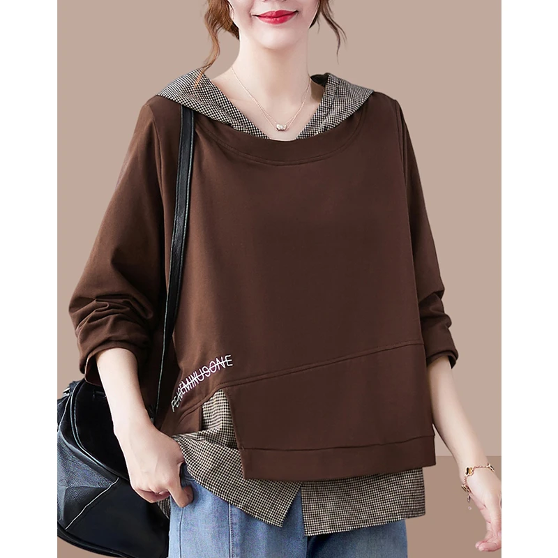 小众时髦设计撞色拼接连帽卫衣2025春秋新款高级流行时尚女装上衣