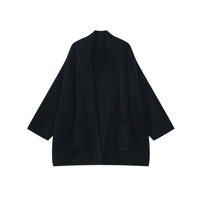 极简韩版慵懒风袋2025秋冬新款休闲极简宽松针织衫女装针织外套