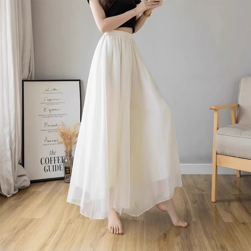 假两件高级感雪纺裤裙女夏季新款时尚洋气气质休闲百搭纯色阔腿裤