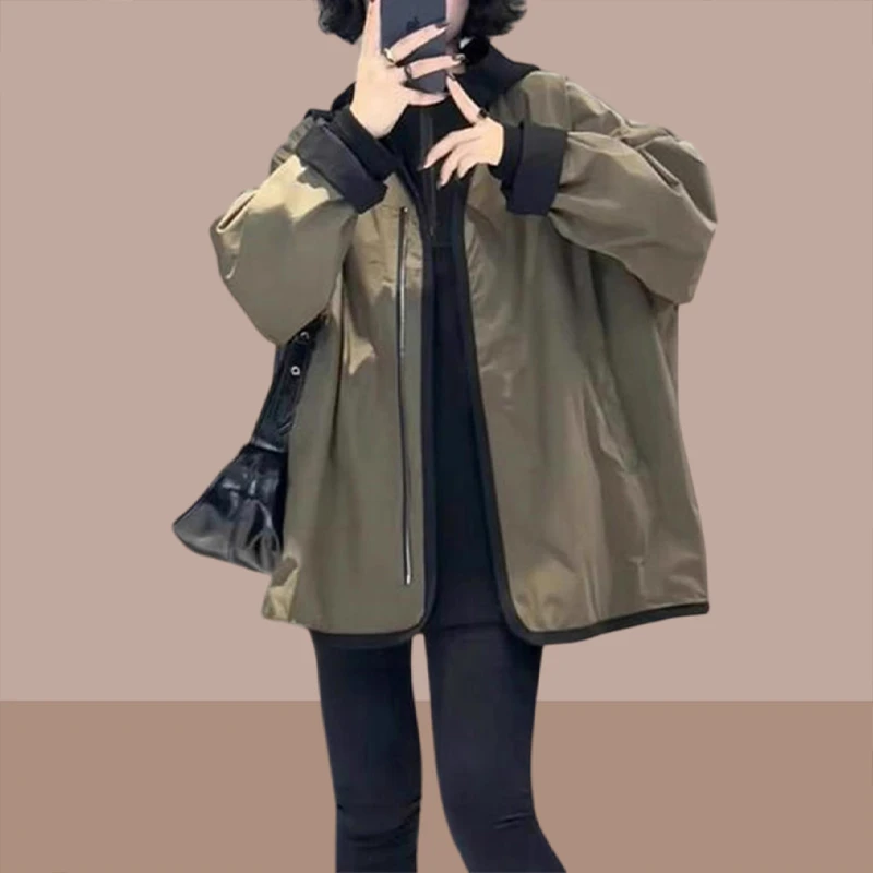 香朵儿双面穿高级感品质女装外套2025春秋新款宽松显瘦百搭棒球服