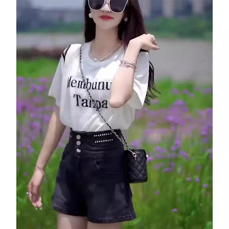 复古百搭镂空设计感上衣2025夏季新款高贵时尚品质女装短袖体恤衫