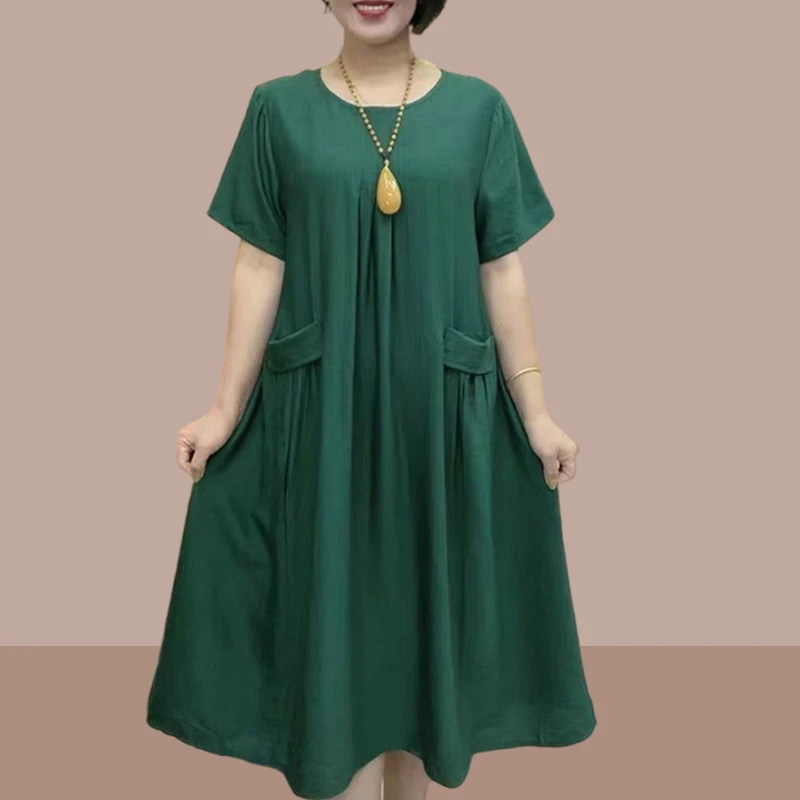 夏季新款连衣裙女显瘦中老年妈妈装时尚百搭洋气宽松休闲减龄裙子