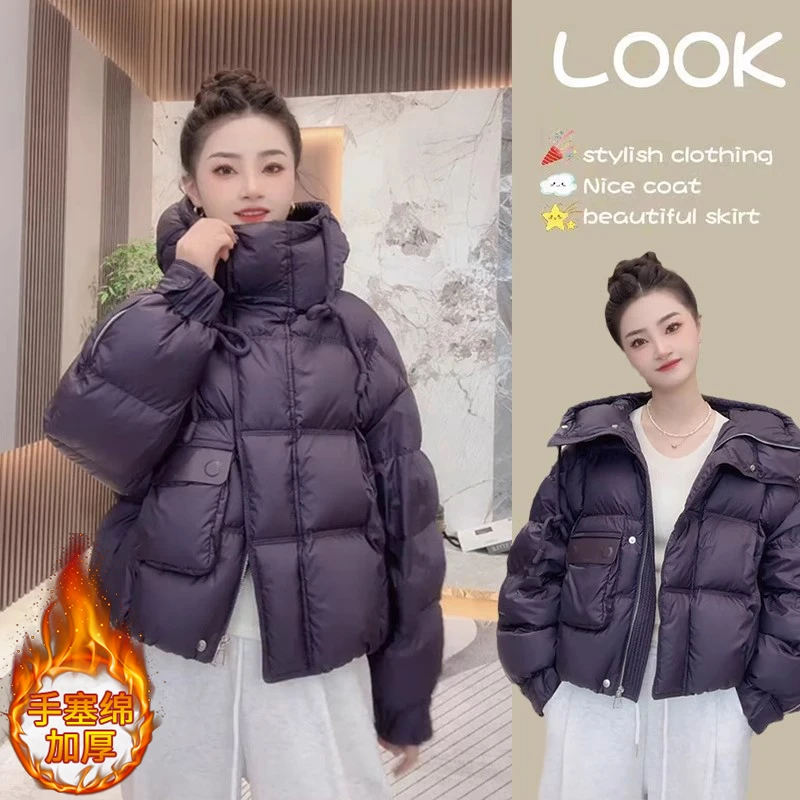 2025年秋冬季新款高级感夹绵加厚棉服短款外套女装小个子洋气棉衣