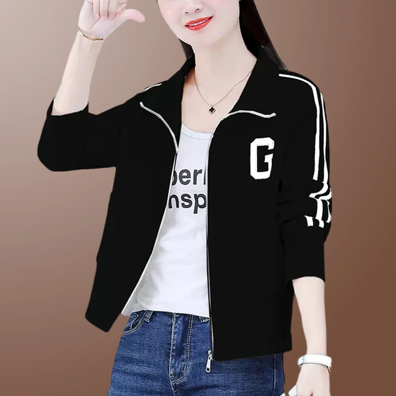 2025新款休闲外套女款春秋装韩版立领拉链时尚显瘦长袖开衫上衣服
