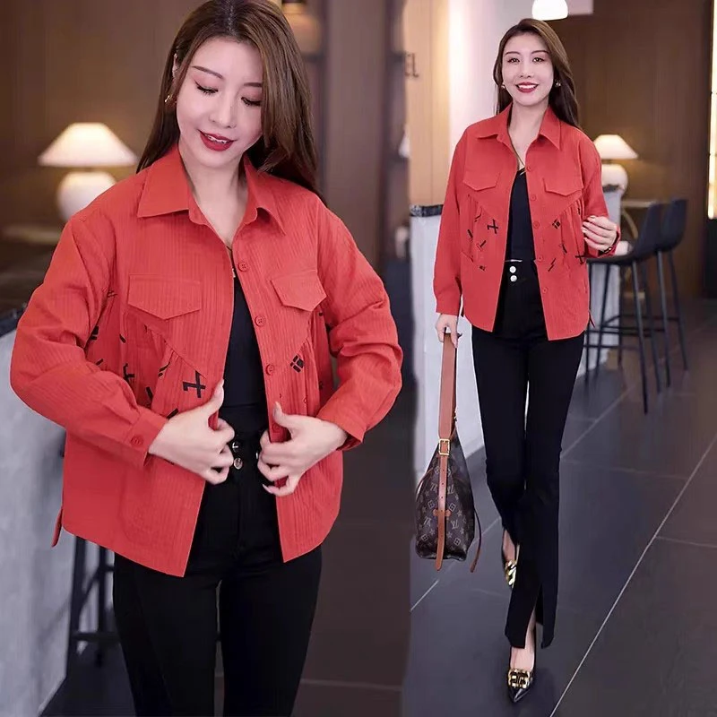 宽松显瘦时尚气质减龄休闲外套2025春秋新款胖妹妹大码女装夹克衫