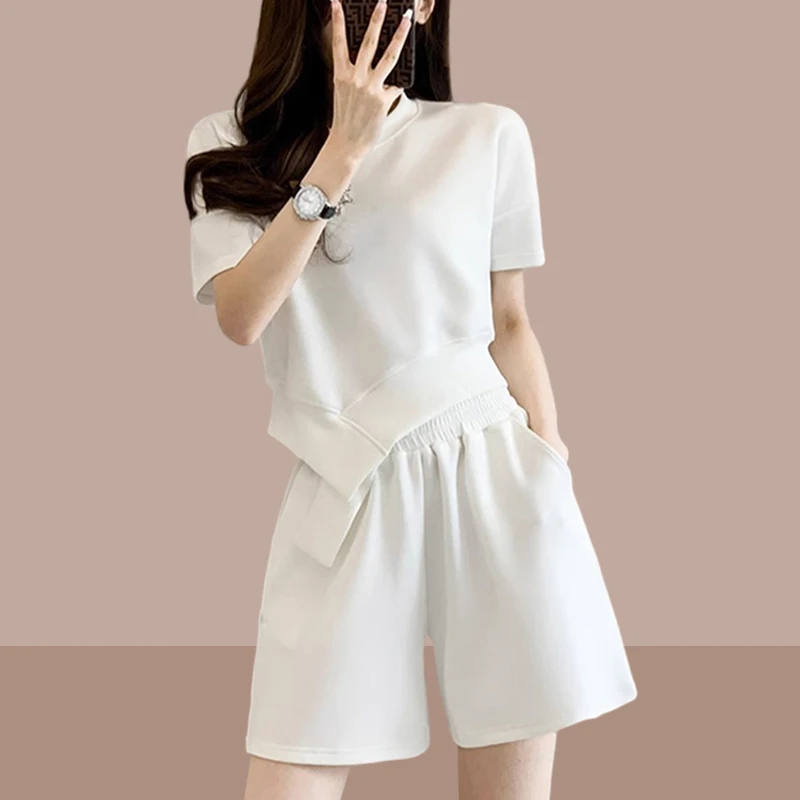 休闲运动服套装女士2025夏季新款时尚减龄洋气短袖短裤两件套时髦