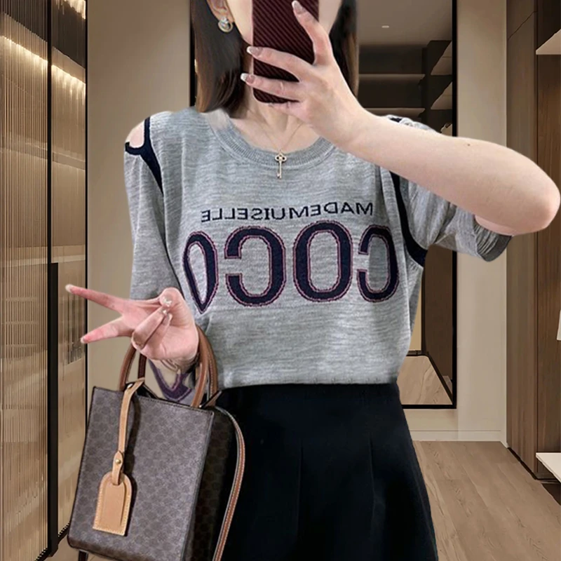 冰丝露肩女士短袖t恤2025夏季新款爆款女装宽松上衣服小个子体恤