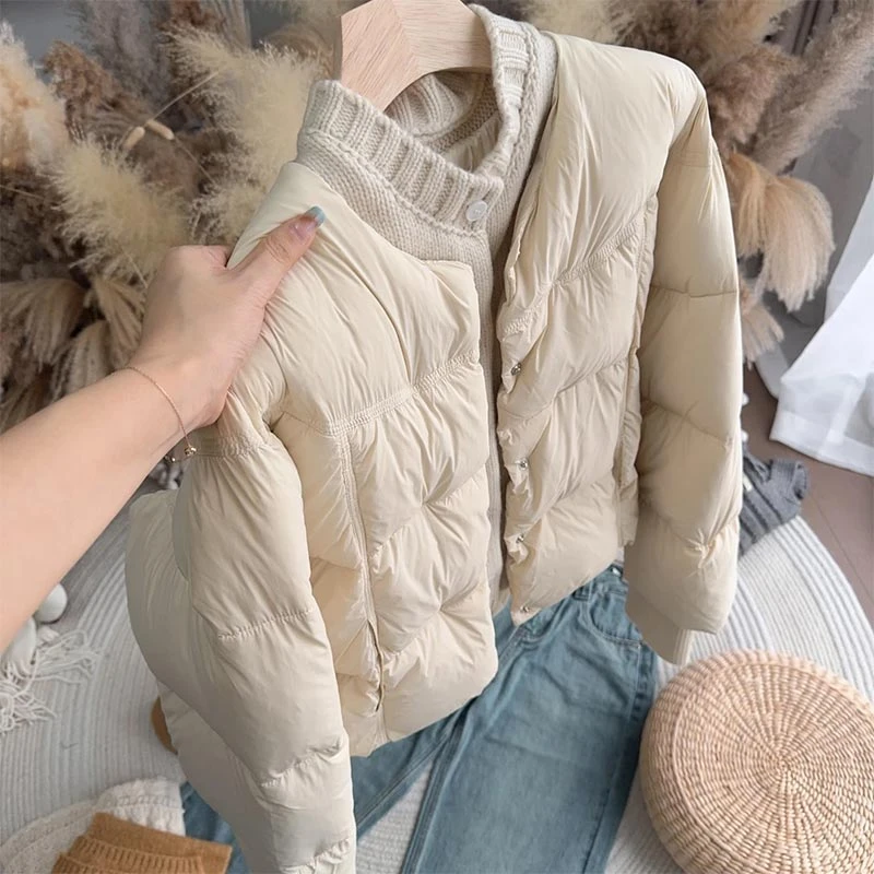 韩版假两件棉服女2025年秋冬季新款设计感保暖百搭时尚立领棉衣潮