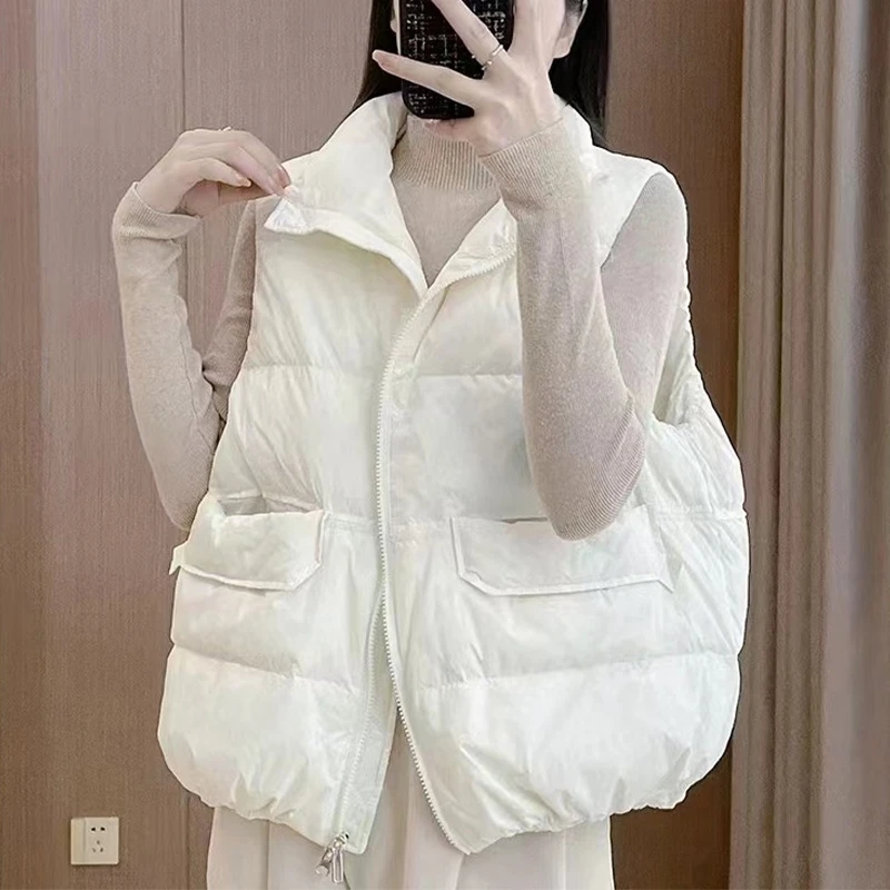 马夹背心女士外搭新款2025秋冬季设计感无袖立领坎肩百搭外穿马甲