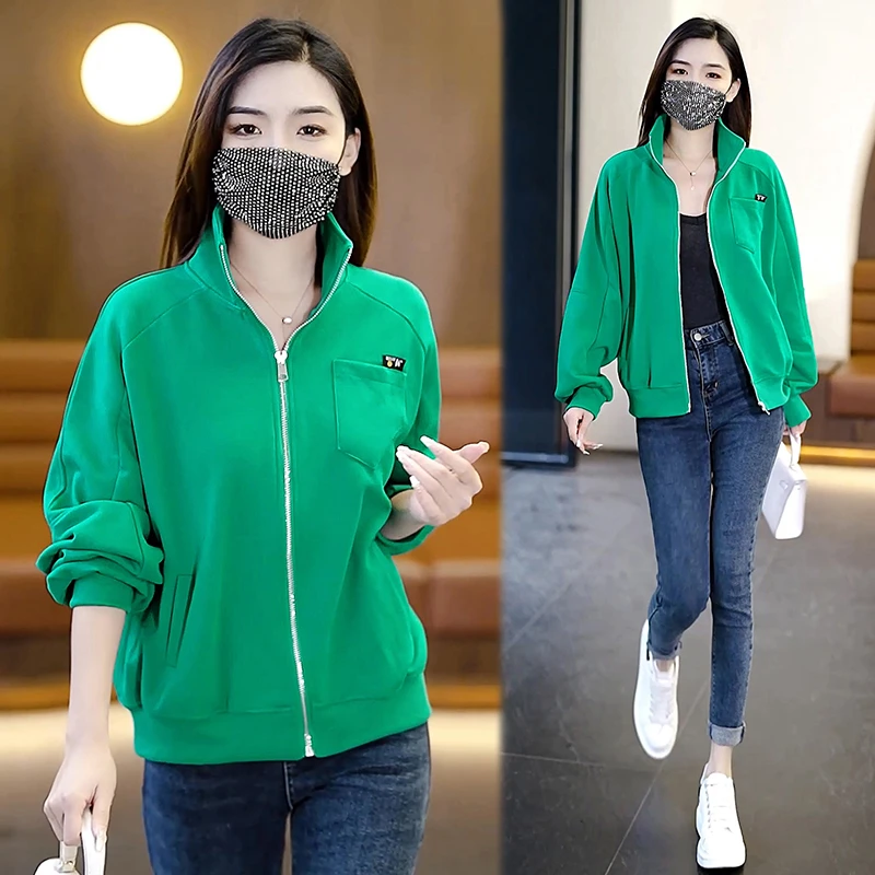 春秋新款外套女款立领韩版时尚百搭卫衣休闲宽松开衫棒球服夹克衫