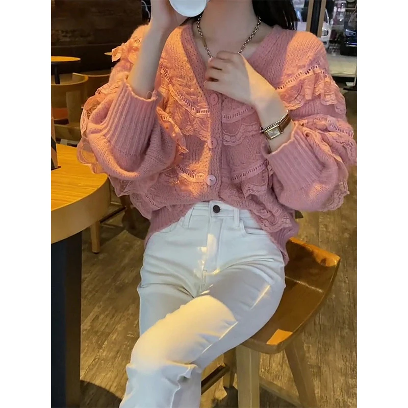 缕空开衫毛衣外套女2025年春秋季新款花边设计感显瘦百搭长袖上衣