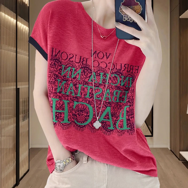 2025年夏季新款冰丝短袖体恤女款外穿胖妹妹大码女装宽松显瘦上衣