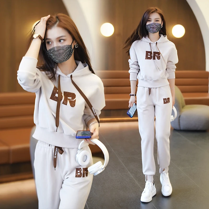 运动服套装女时尚洋气2025春秋季新款卫衣连帽休闲减龄洋气两件套