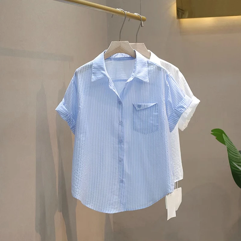 简约设计轻奢小众高级感女装衬衫2025夏新款宽松显瘦轻薄时尚上衣