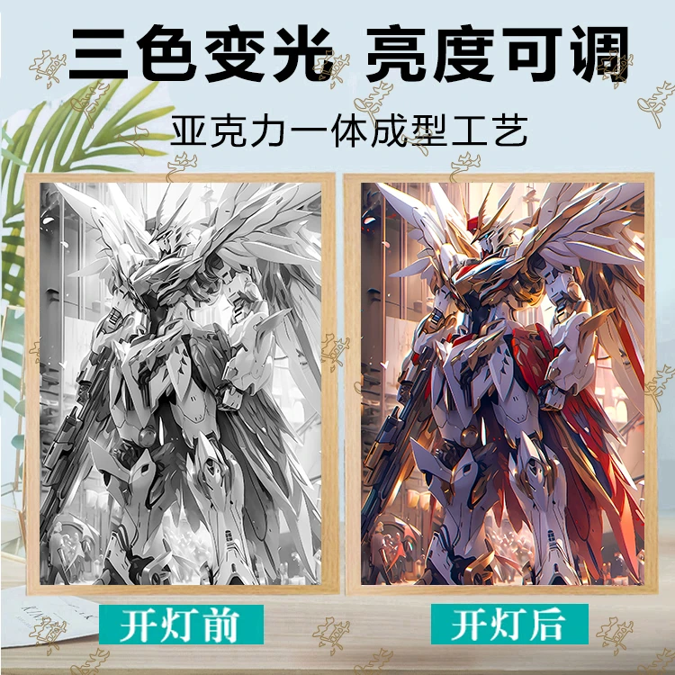 动漫高达灯光画创意发光画装饰画ins卧室床头小夜灯氛围灯可定制