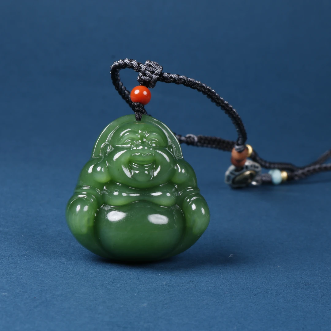 【汪氏精品】和田玉 G11-1215 俄罗斯碧玉弥勒佛 多样性发其一