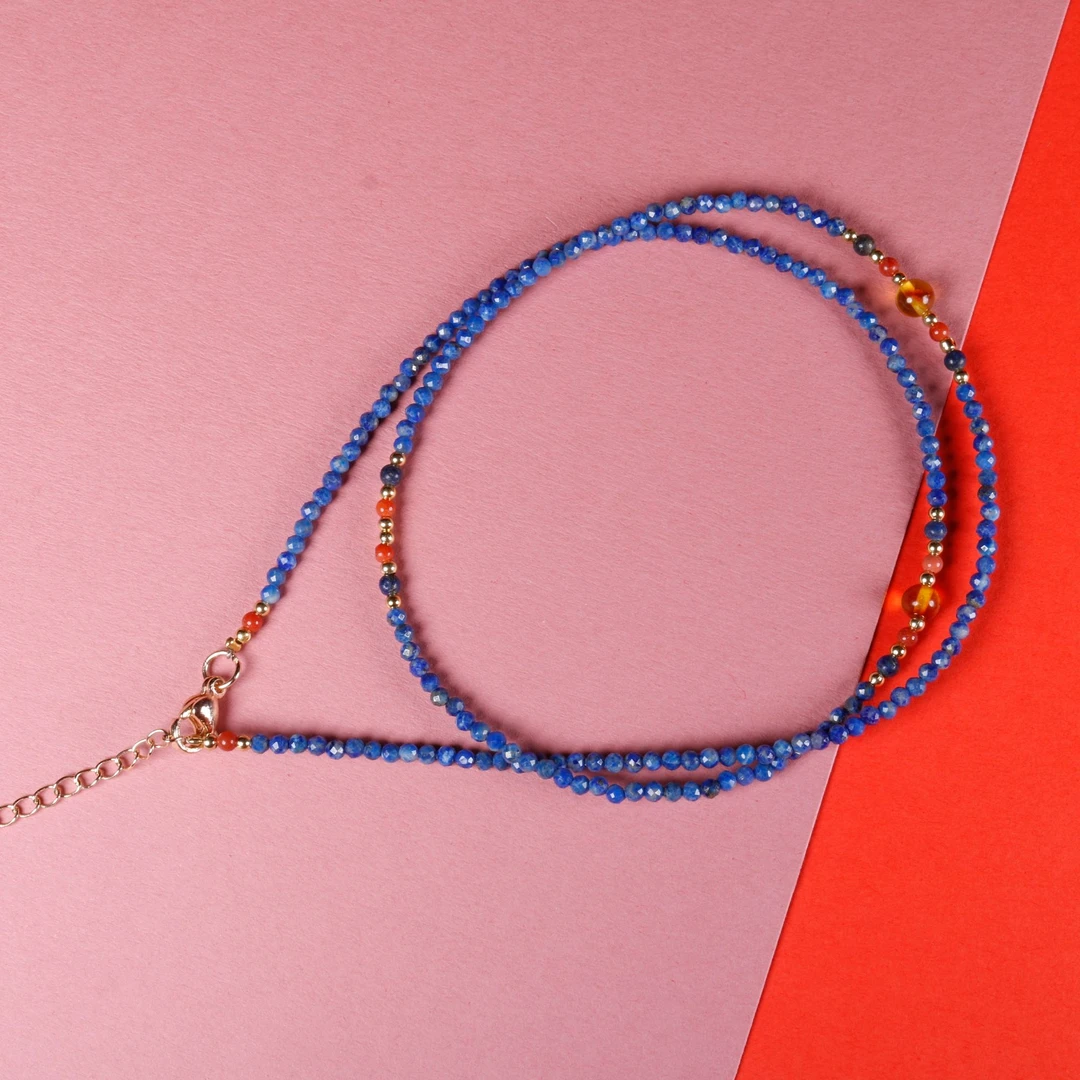 【汪氏精品】百搭精致青金石项链 F009-1195 多样性发其一