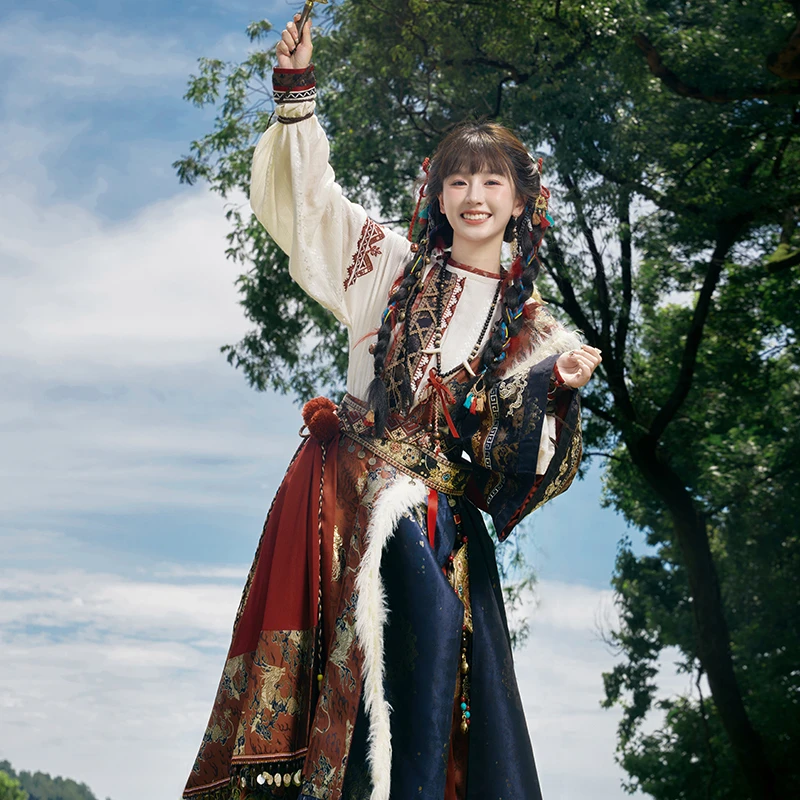 十三余小豆蔻儿[雪原花-盗墓笔记联名] 藏风民族风马面裙汉服女装