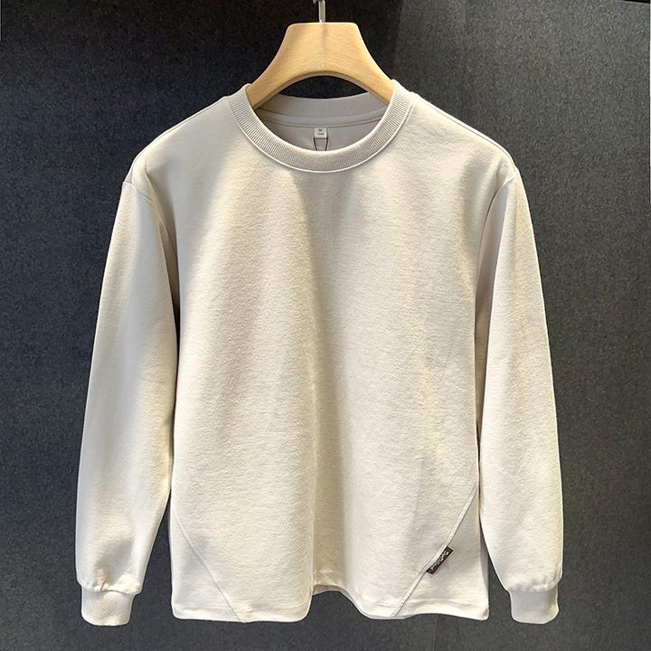 秋季男士宽松潮牌美式复古纯棉外套立体拼接长袖打底圆领套头卫衣