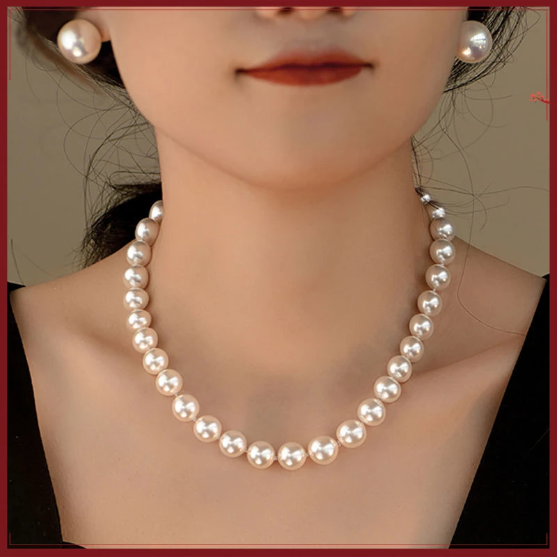 正品施家珍珠锁骨链爆款简约无暇新款优雅正圆颈链女贝珠珍珠项链