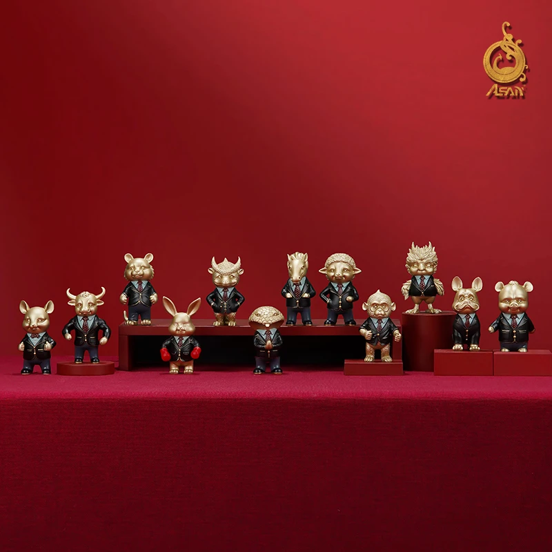 铜摆件《学院十二生肖》铜工艺品 家居饰品 生日礼物兔生肖摆件