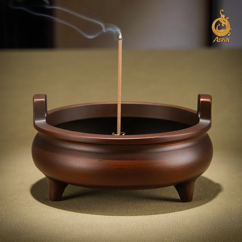 香薰炉《冲天耳三足炉》铜工艺品客厅桌面茶室家用室内装饰品香炉