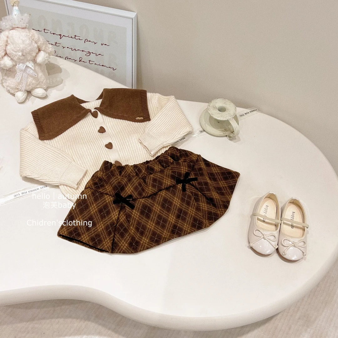 【泡芙baby】女童毛衣套装裙秋冬新品洋气女宝宝两件套