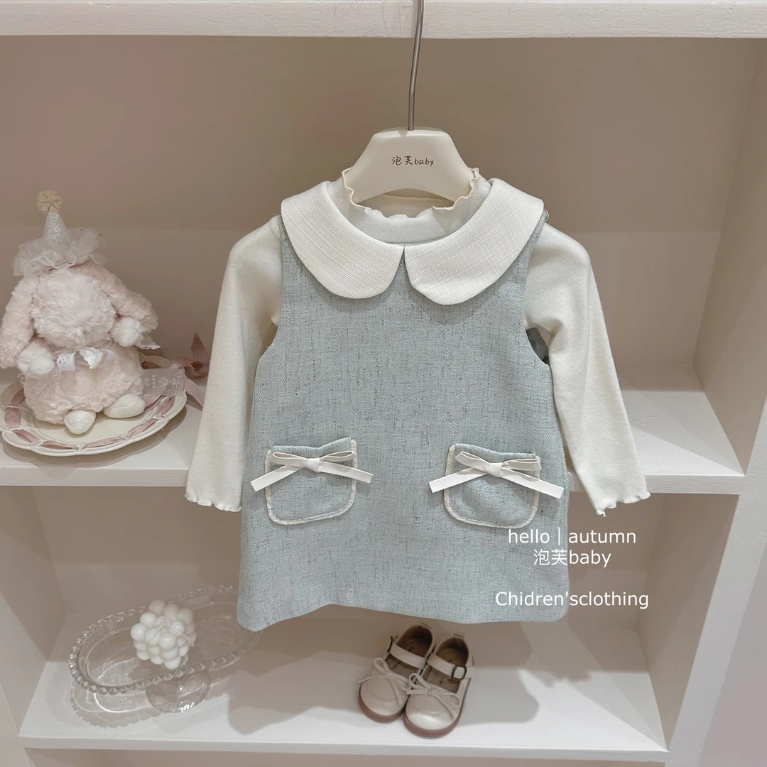 【现现在仓】韩系小香风女童连衣裙2024洋气女宝宝公主裙背心裙