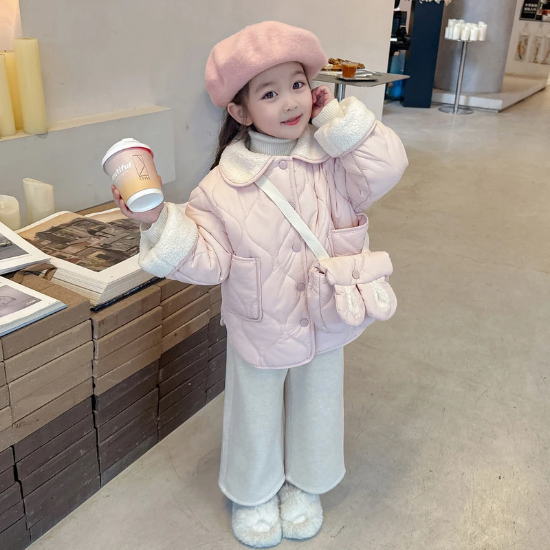 【泡芙baby】女童甜美加厚加绒棉衣外套女宝宝冬装外穿
