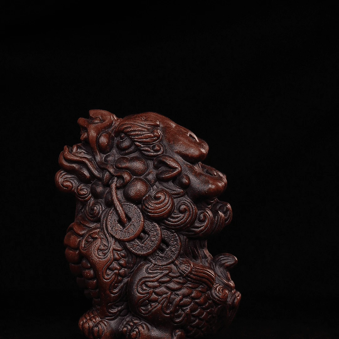 宜兴紫砂茶宠紫吞金兽