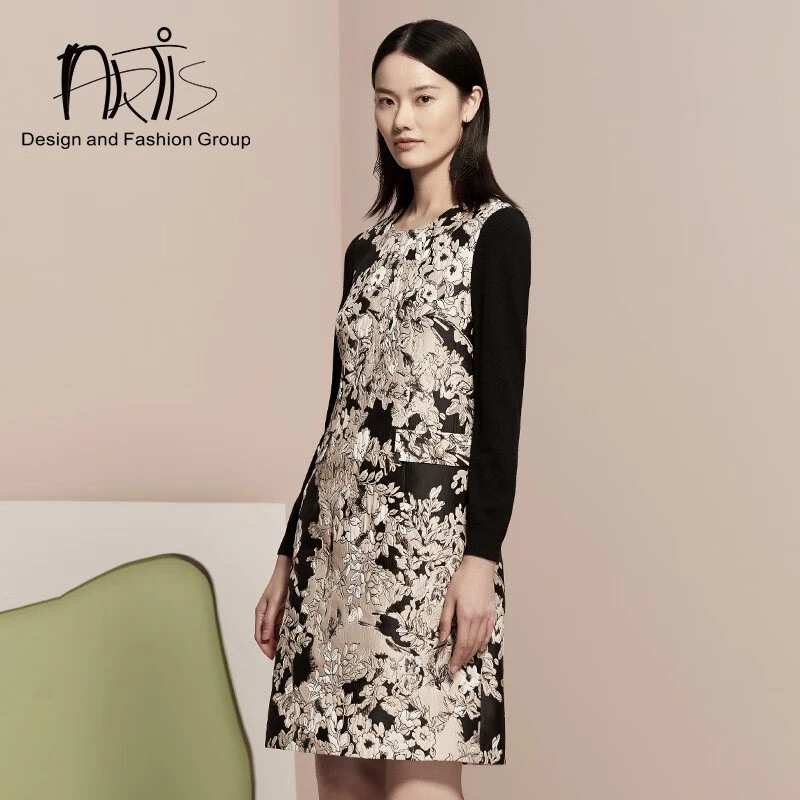 ARTIS雅迪斯女装 拼接印花圆领连衣裙AR5117072-181