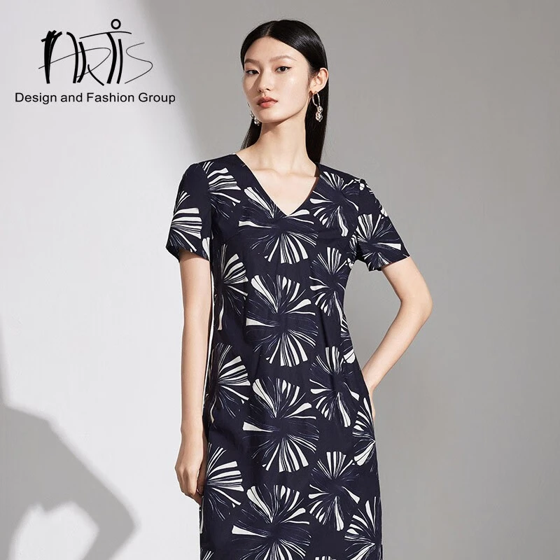 ARTIS女装 蓝白色印花连衣裙AR5417121-168