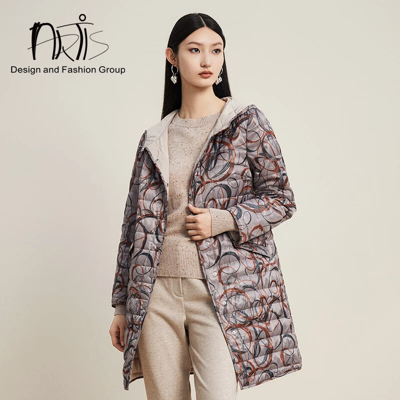 ARTIS女装 艺术泡泡印花连帽棉衣AR5512320-163