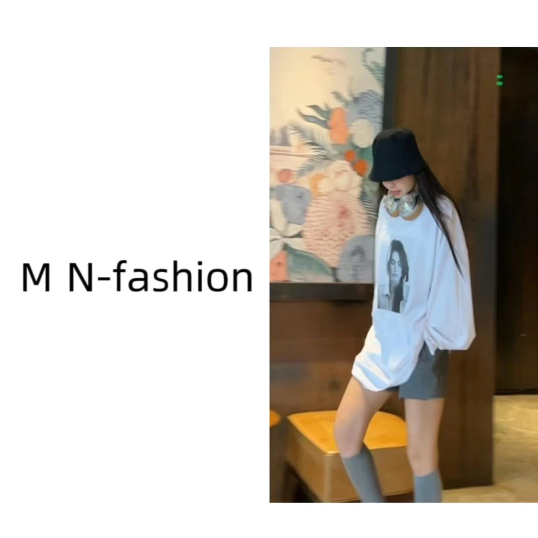 欧货宽松慵懒风复古欧美人像T恤615