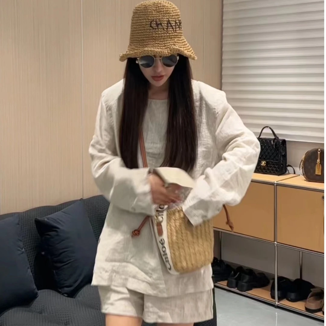 欧货高定棉麻套装6064