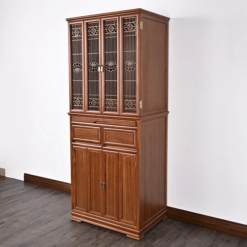 实木唐氏带门立柜高质量玄关柜佛柜家用玄关客厅餐厅储物柜新中式