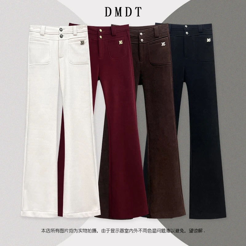 【DMDT潮牌】高腰加绒加厚百搭显瘦超模休闲保暖女微喇裤23D1414