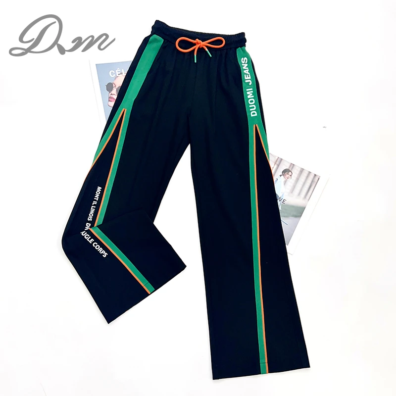 【多米潮牌】夏季新品 字母印花松紧腰显瘦女潮阔腿裤23B1332
