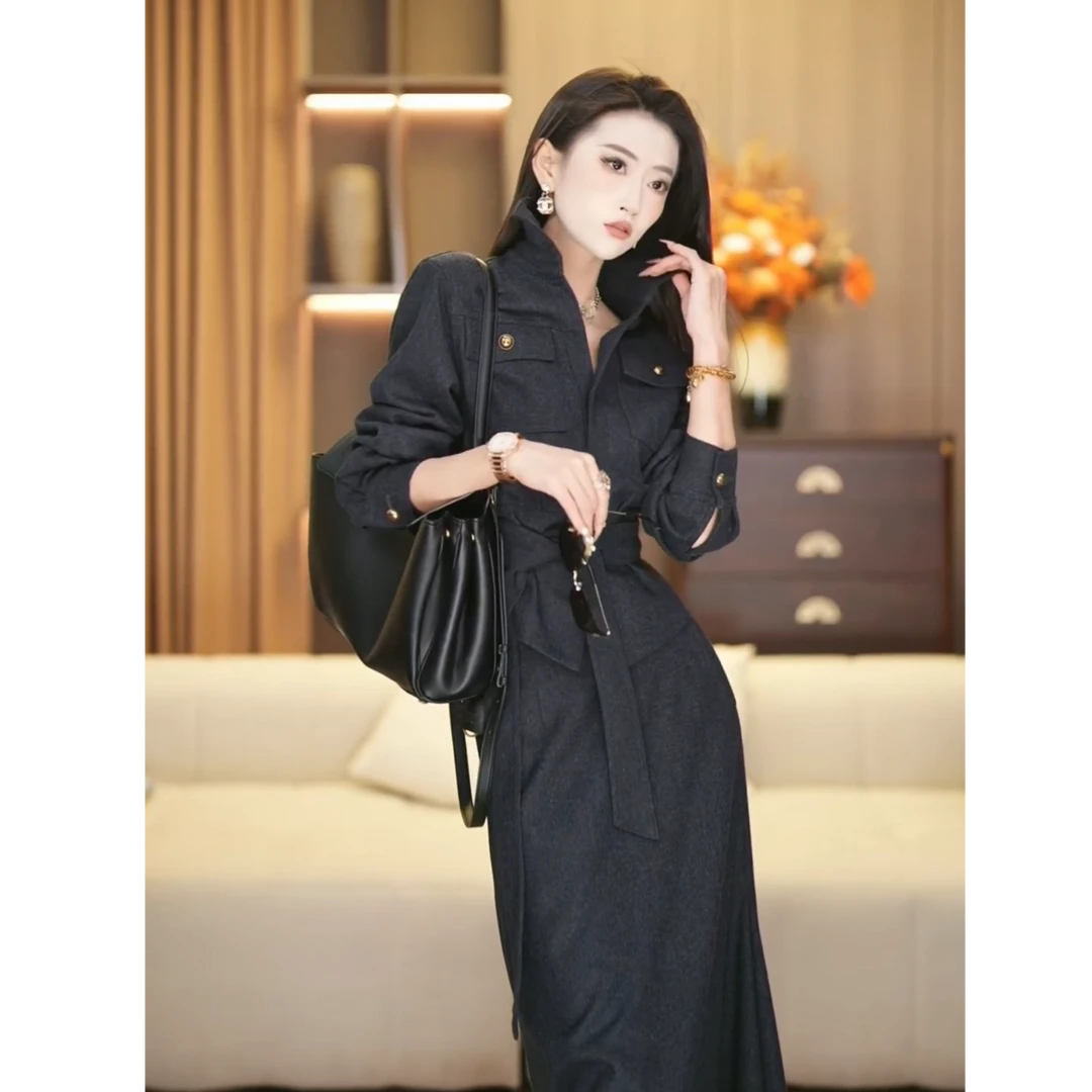 【嘉琪】蓝金秀场秋冬新款黑色休闲套装-RL0131