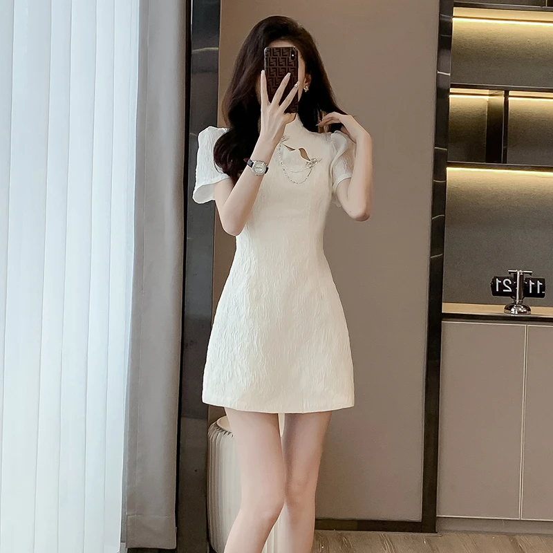 夏季气质新中式国风连衣裙法式设计感洋气上档次收腰显瘦女装裙子