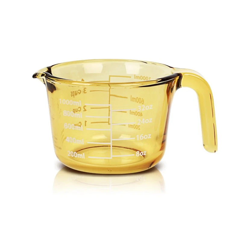 琥珀色高硼硅玻璃量杯刻度杯家用热牛奶