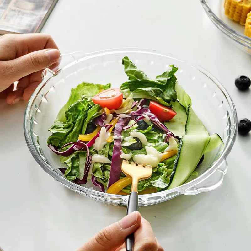 白玻鲍鱼盘耐热玻璃可微波炉使用透明