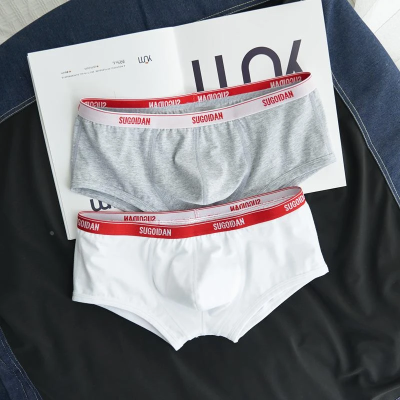 男士内裤棉质男生纯色运动透气低腰平角裤衩夏季男款青年四角短裤