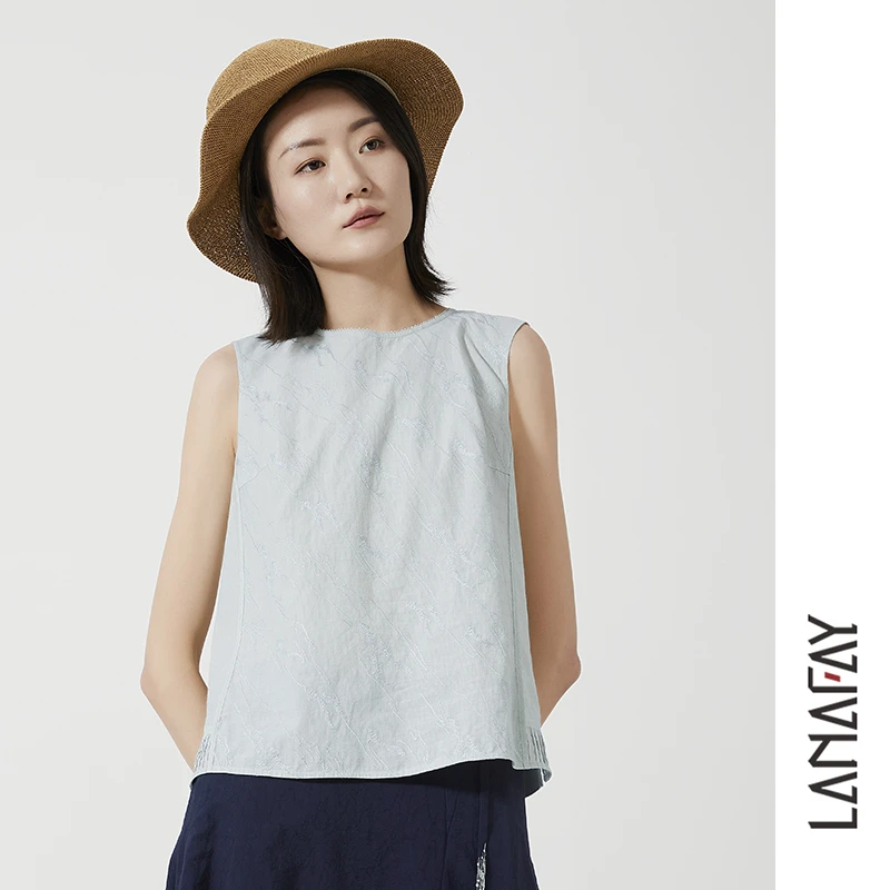 啦娜菲LANAFAY夏款无袖上衣1X547泡沫浅绿