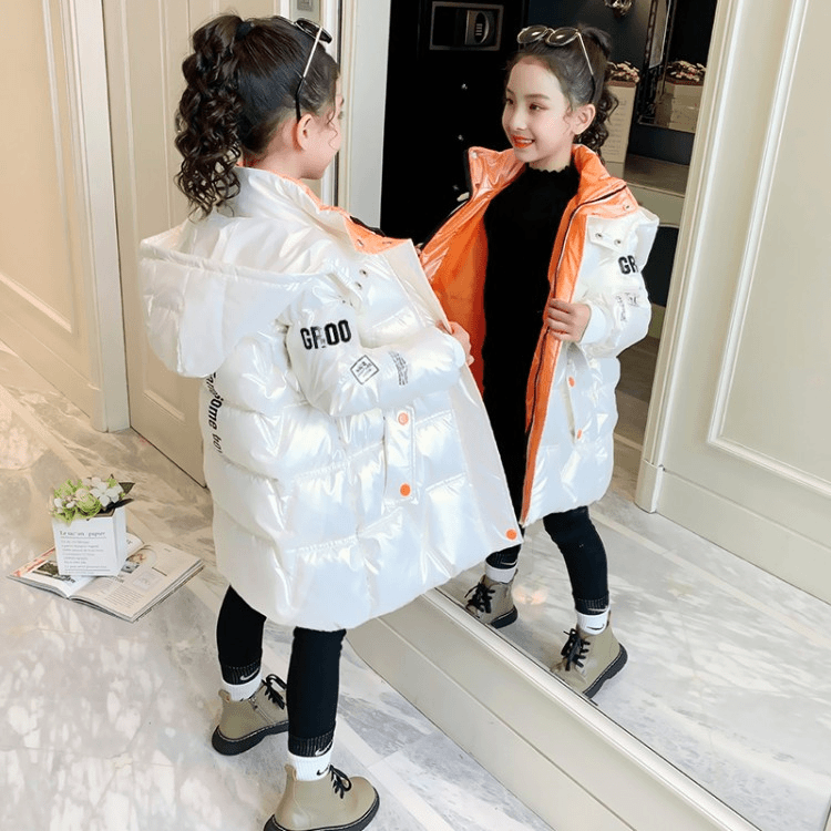 女童棉服2023年新款洋气冬季加厚儿童装中大童中长款免洗加绒
