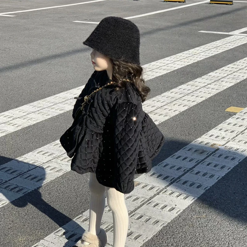 R23728女童小香风套装冬季新款儿童洋气棉服小女孩加厚短裤潮