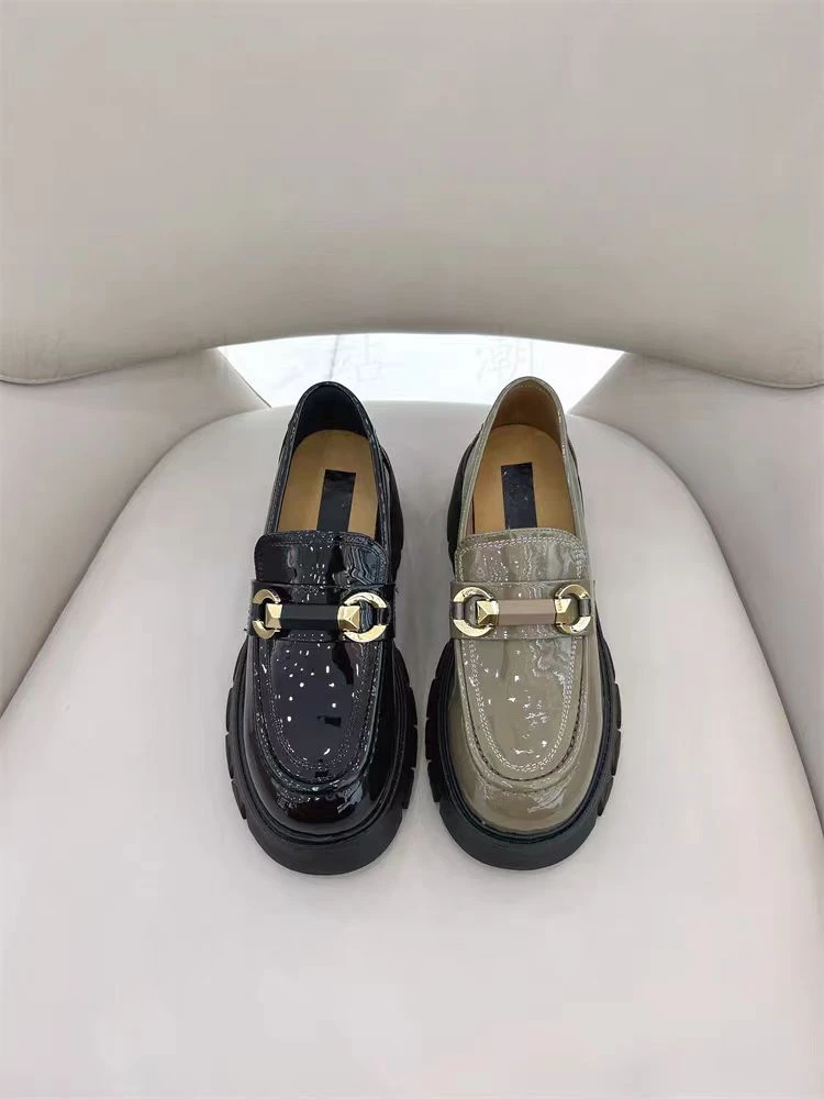 5240-B4-2023新款牛皮乐福鞋真皮软底单鞋休闲女士工作鞋厚底鞋