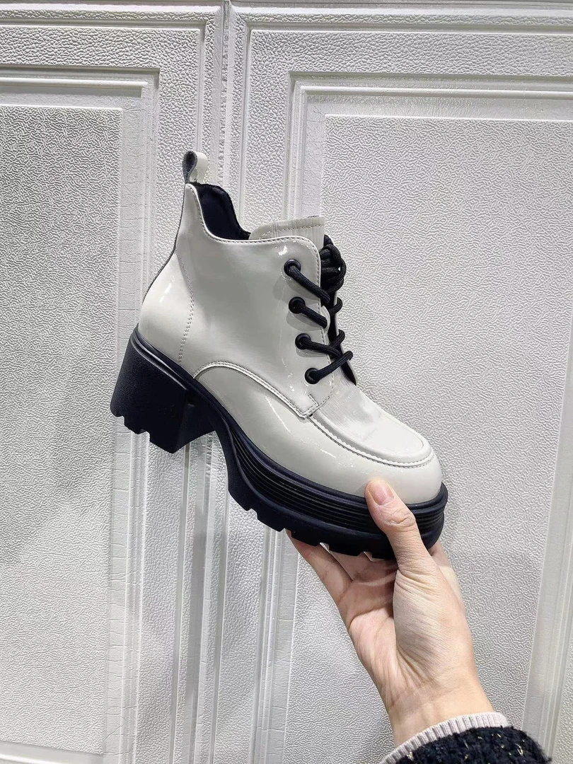 5228-A9-时尚百搭粗跟秋冬圆头真皮单里时装靴