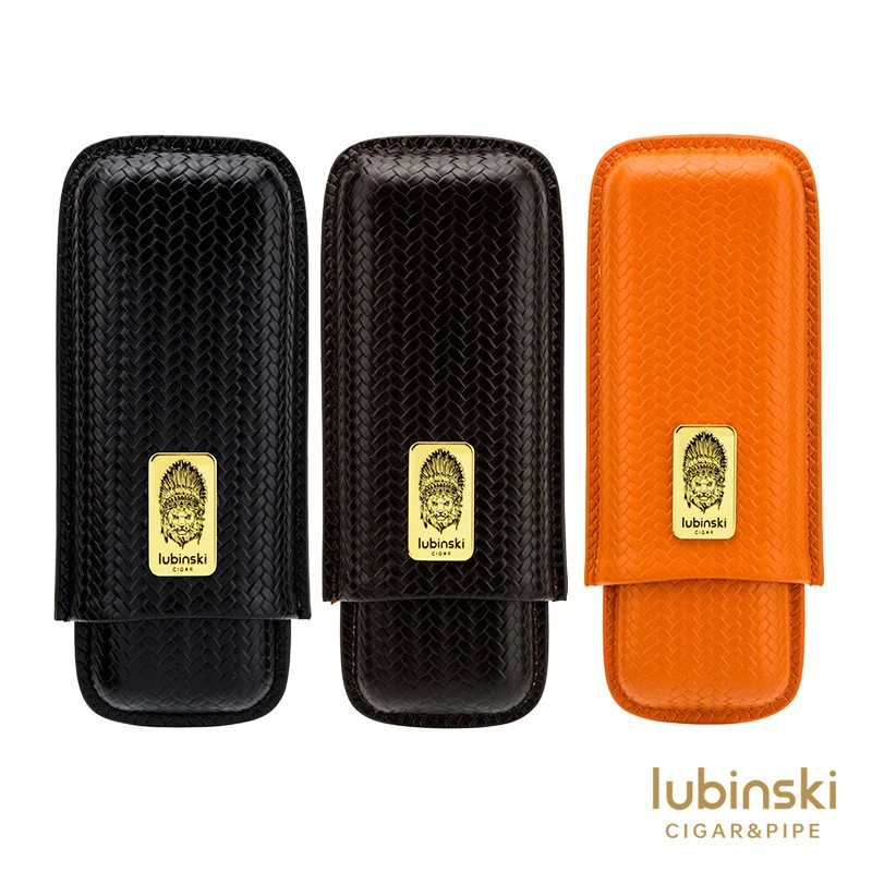 LUBINSKI雪茄便携式皮套2支装牛皮保湿管时尚高档旅行保护包烟盒
